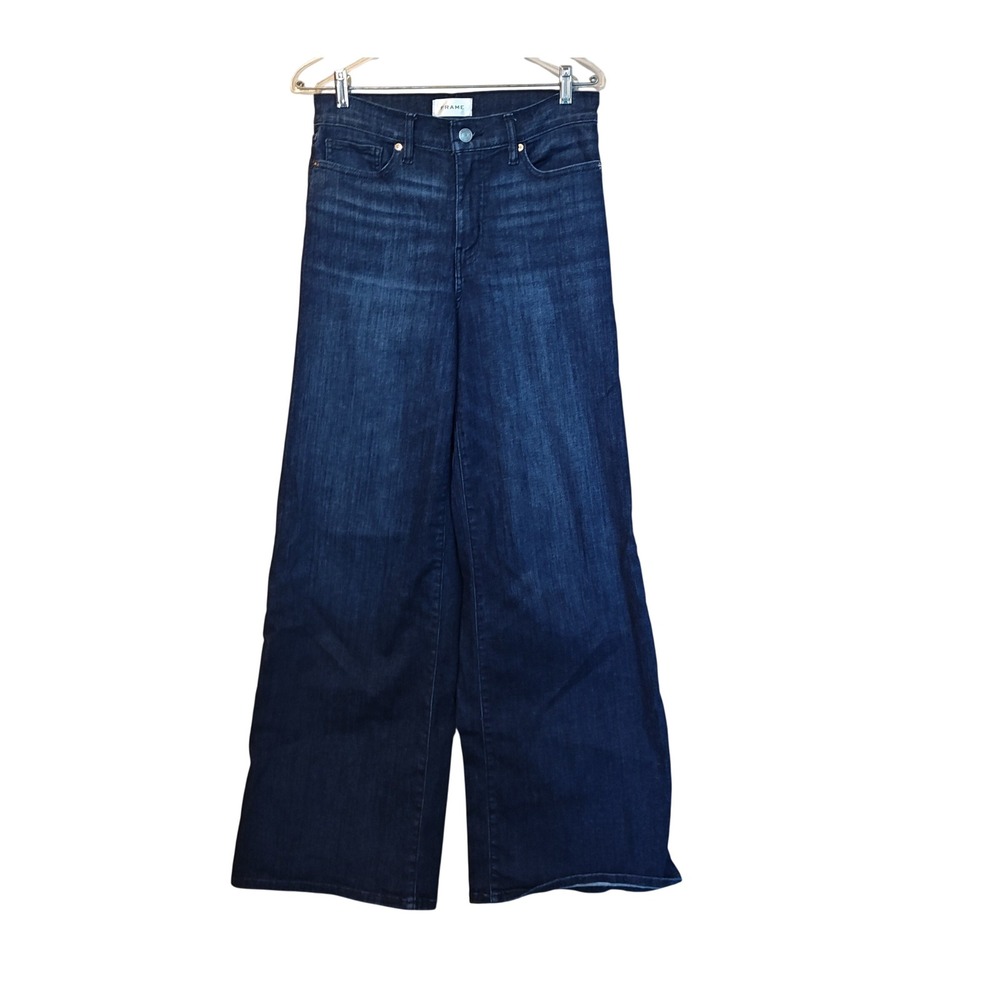 FRAME Le Palazzo Wide Leg‎ Jeans Womens 29x30 Dark Blue Guilty High Rise Denim